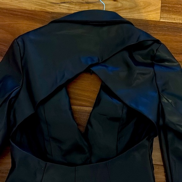 Black Faux Leather Cutout Jacket - Picture 6 of 10